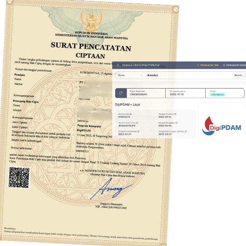 Sertifikat HAKI DigiPDAM - Surat Pencatatan Ciptaan Kemenkumham RI